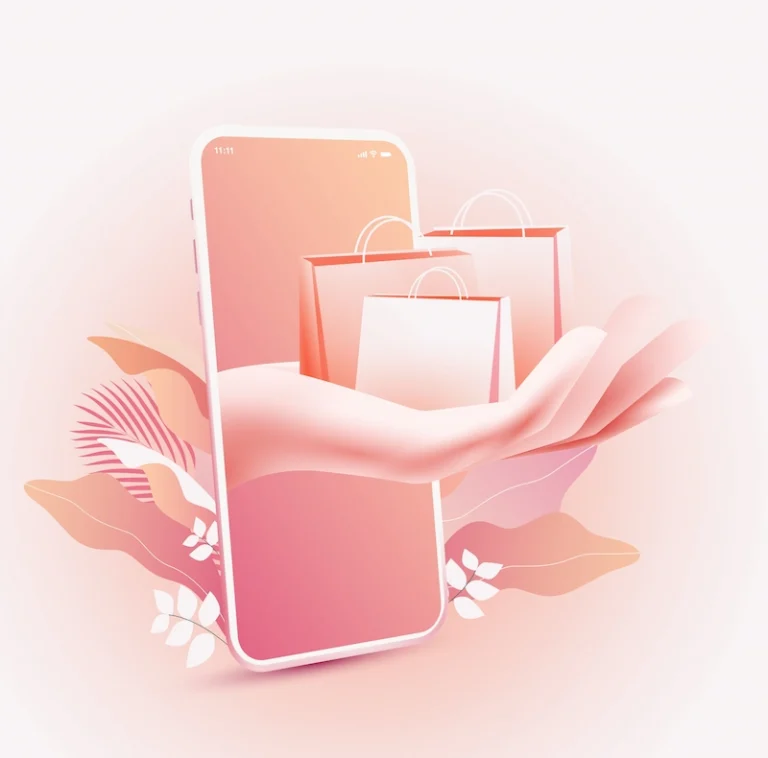 Imagem de produtos saindo de um telefone